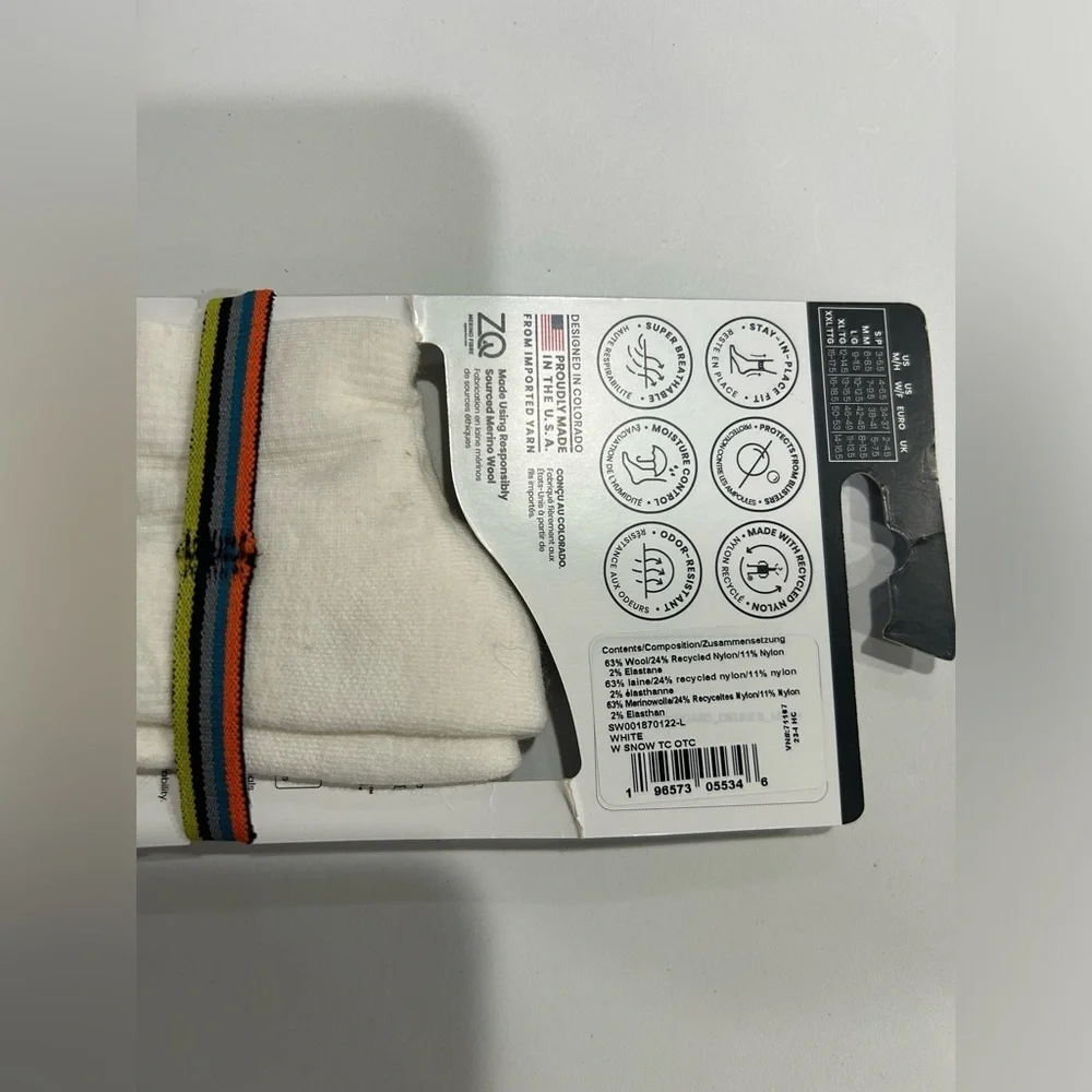 Smartwool Women's Large Snowboard OTC Socks Targeted Cushion White Purple NWT